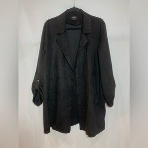 Pull&Bear Women's Faux Suede Texture Coat in Black Size Large